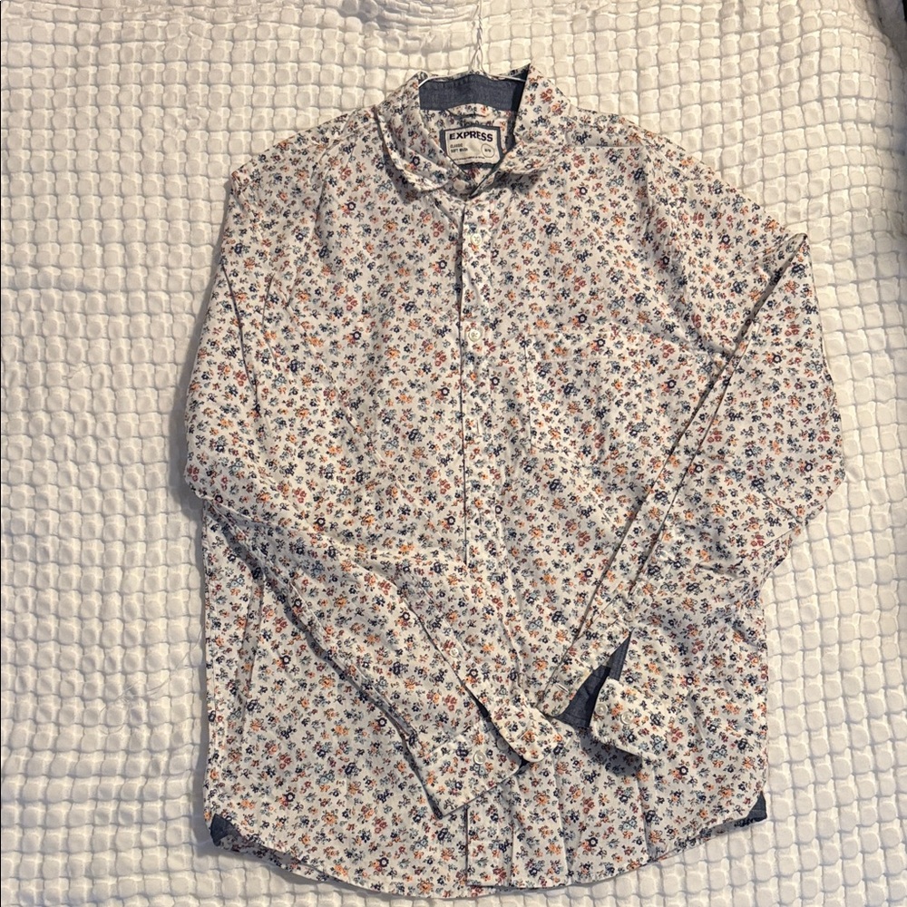 Express Men's Multicolor Floral Button Down Shirt